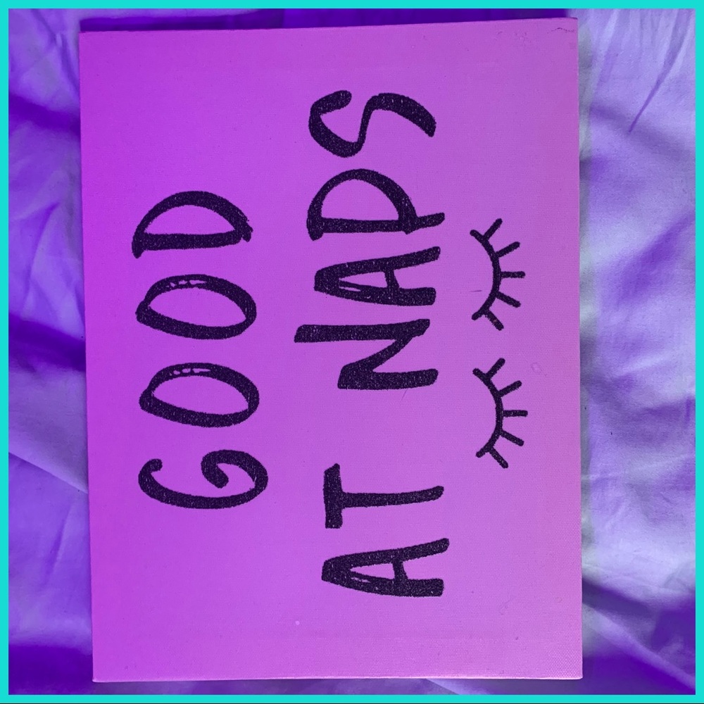 Glittery good at naps canvas decor